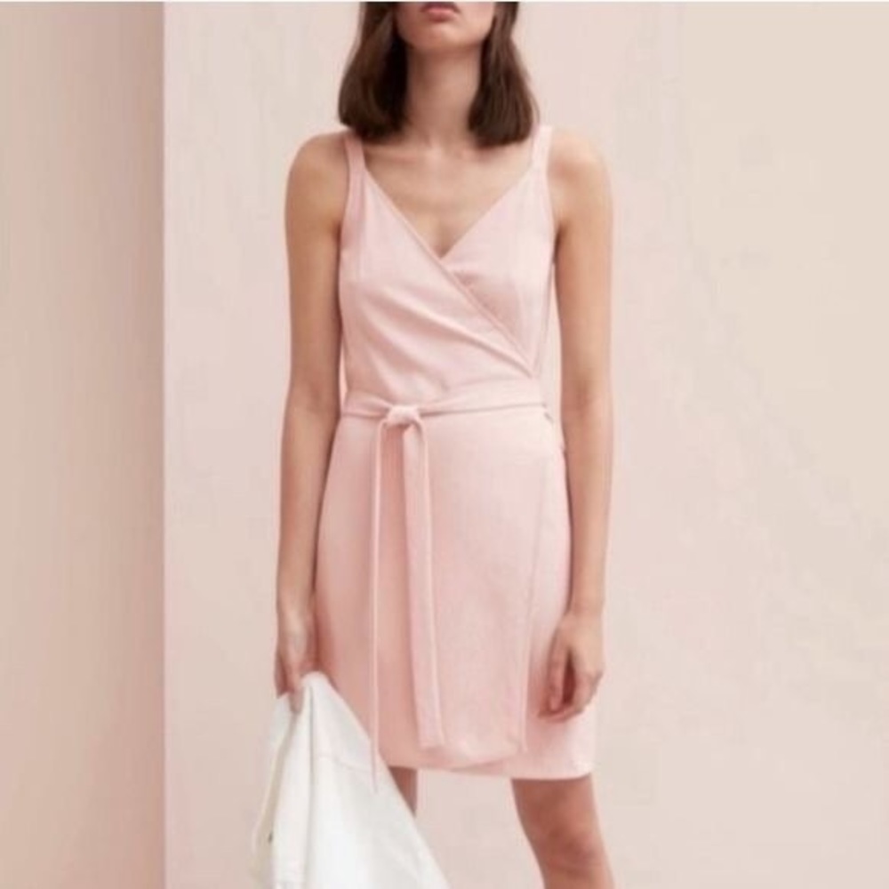 Everlane Japanese Go Weave Blush Pink Tank Mini Wrap Dress Size 2